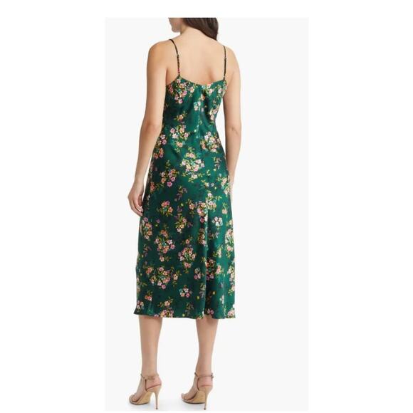 NWT Lost + Wander Sarah Floral Print Midi Slipdress Green Size Medium - Picture 2 of 9
